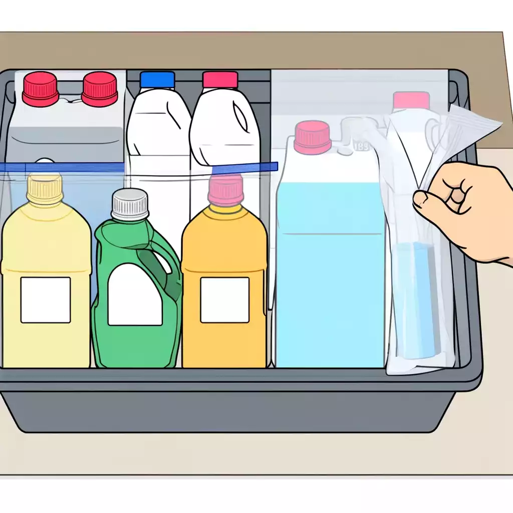 Liquid containers packing illustration